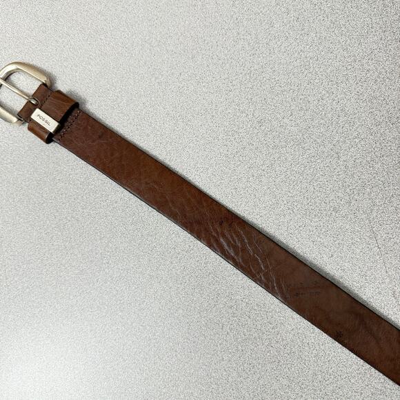 Fossil Brown Leather Belt with Silver Buckle - Picture 4 of 9
